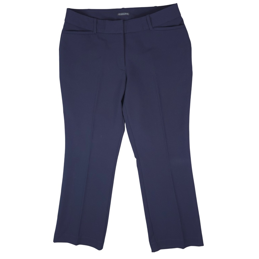 Worthington Curvy Perfect Trouser Women 12 Navy Blue Stretch Career Dress Pants